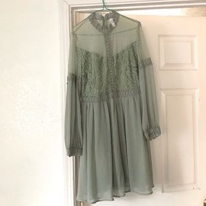 Green high neck dress
